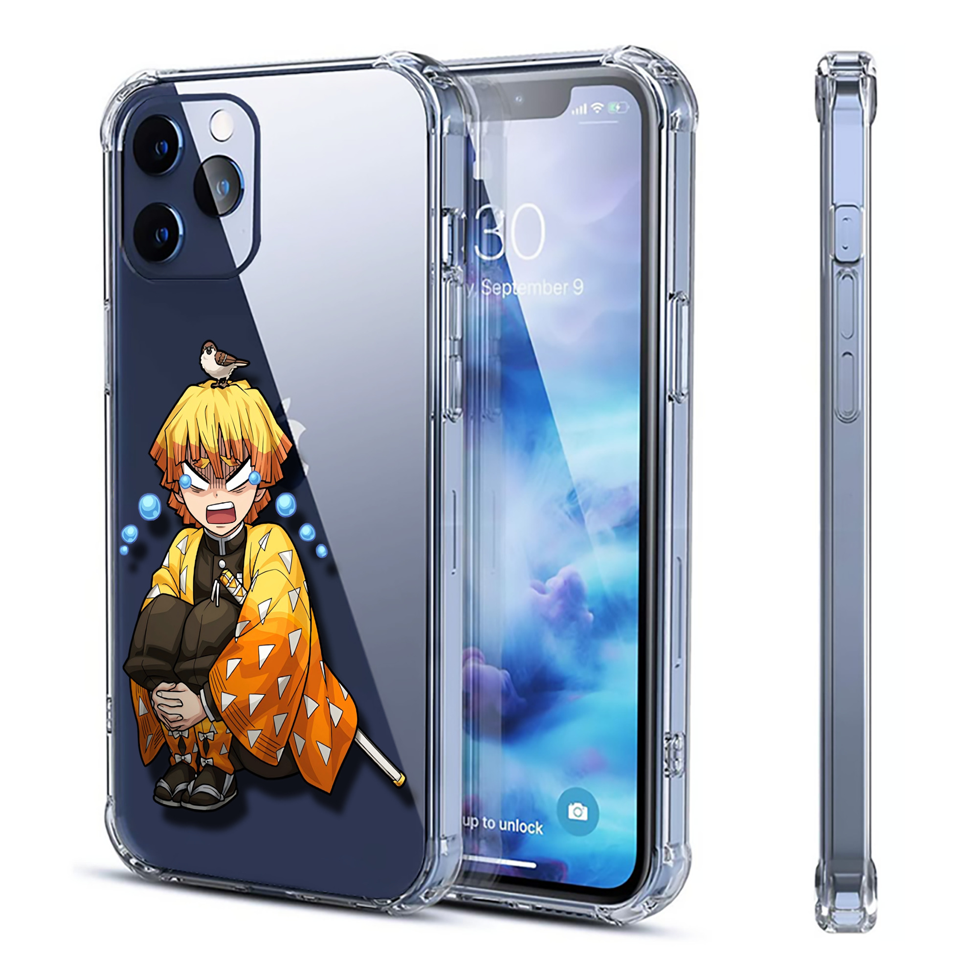 （画像用） 鬼滅の刃（きめつのやいば）我妻 善逸／あがつま ぜんいつ Agatsuma Zenitsu 【iPhone 12シリーズ対応】透明スマホケース（クリアソフトケース）